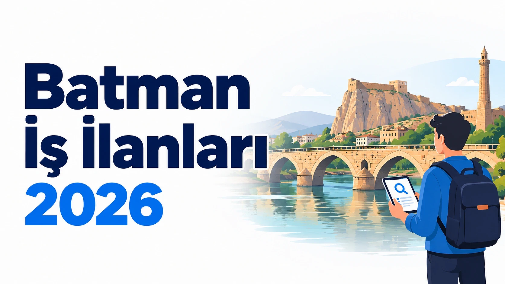 Batman'daki güncel iş fırsatlarını keşfedin Batman'da iş ilanlarını keşfeden bir genç, köprü manzarası ile birlikte.