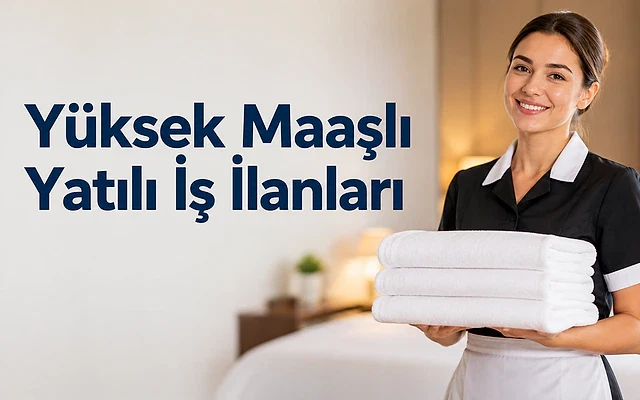 Yatılı iş fırsatları ve başvuru şartları Yüksek maaşlı yatılı iş ilanları için konaklama fırsatlarını tanıtan bir kadın, havlular tutuyor.