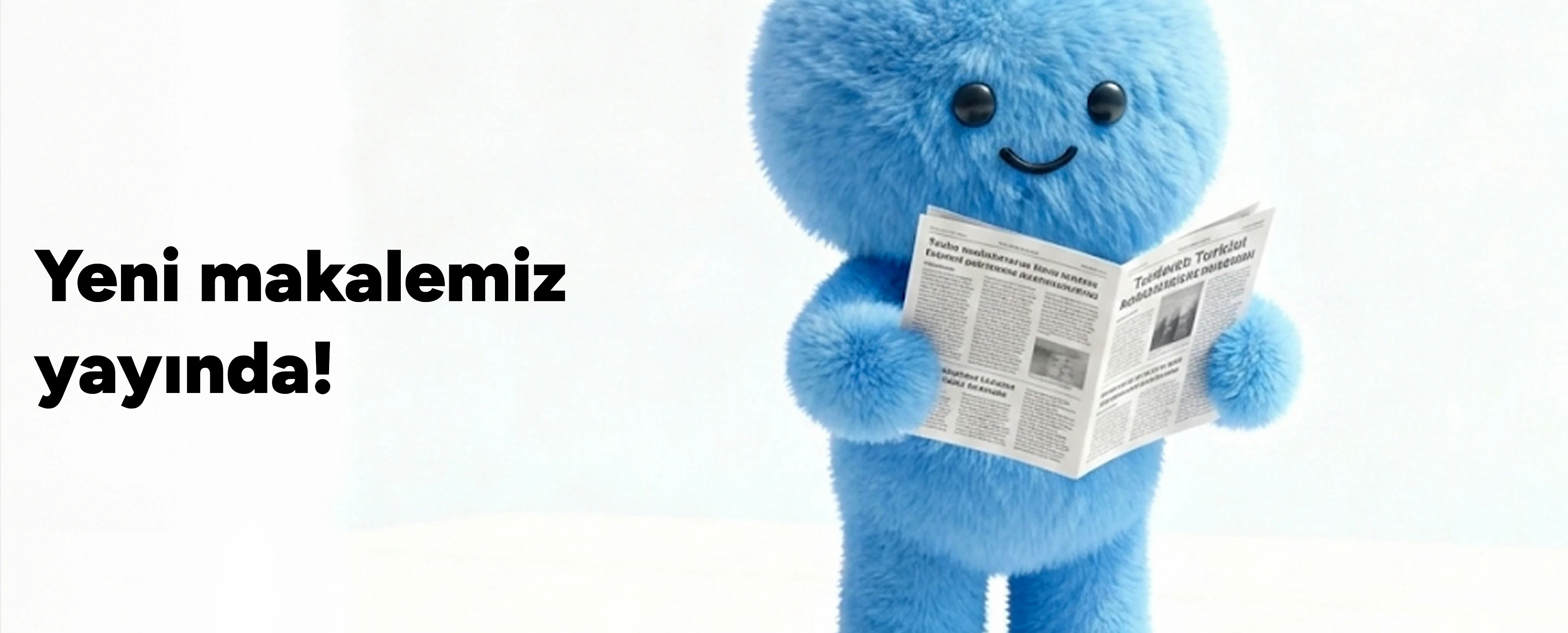 Sivil Havacılık Taban Puanları 2026 Rehberi Mavi peluş karakter, elinde gazete tutarak bilgi edinme sürecini simgeliyor.