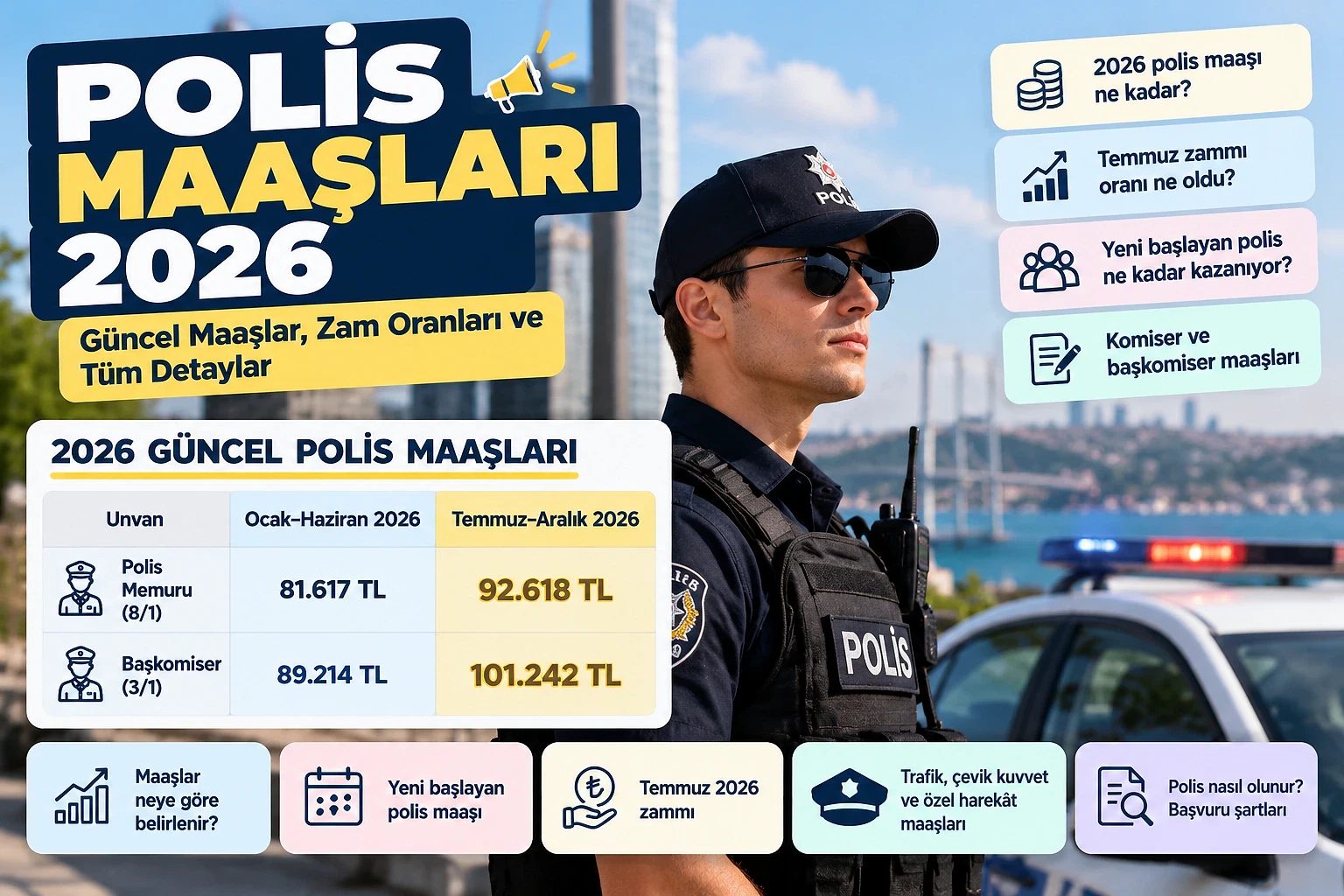 2026 polis maaşları ve zam oranları hakkında bilgi 2026 yılına ait polis maaşları, komiser ve başkomiser maaşları detayları