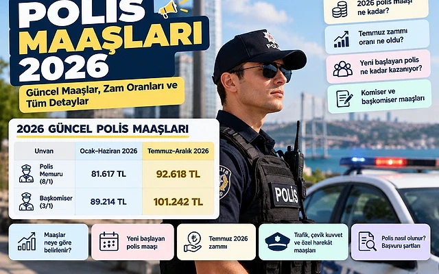 2026 polis maaşları ve zam oranları hakkında bilgi 2026 yılına ait polis maaşları, komiser ve başkomiser maaşları detayları