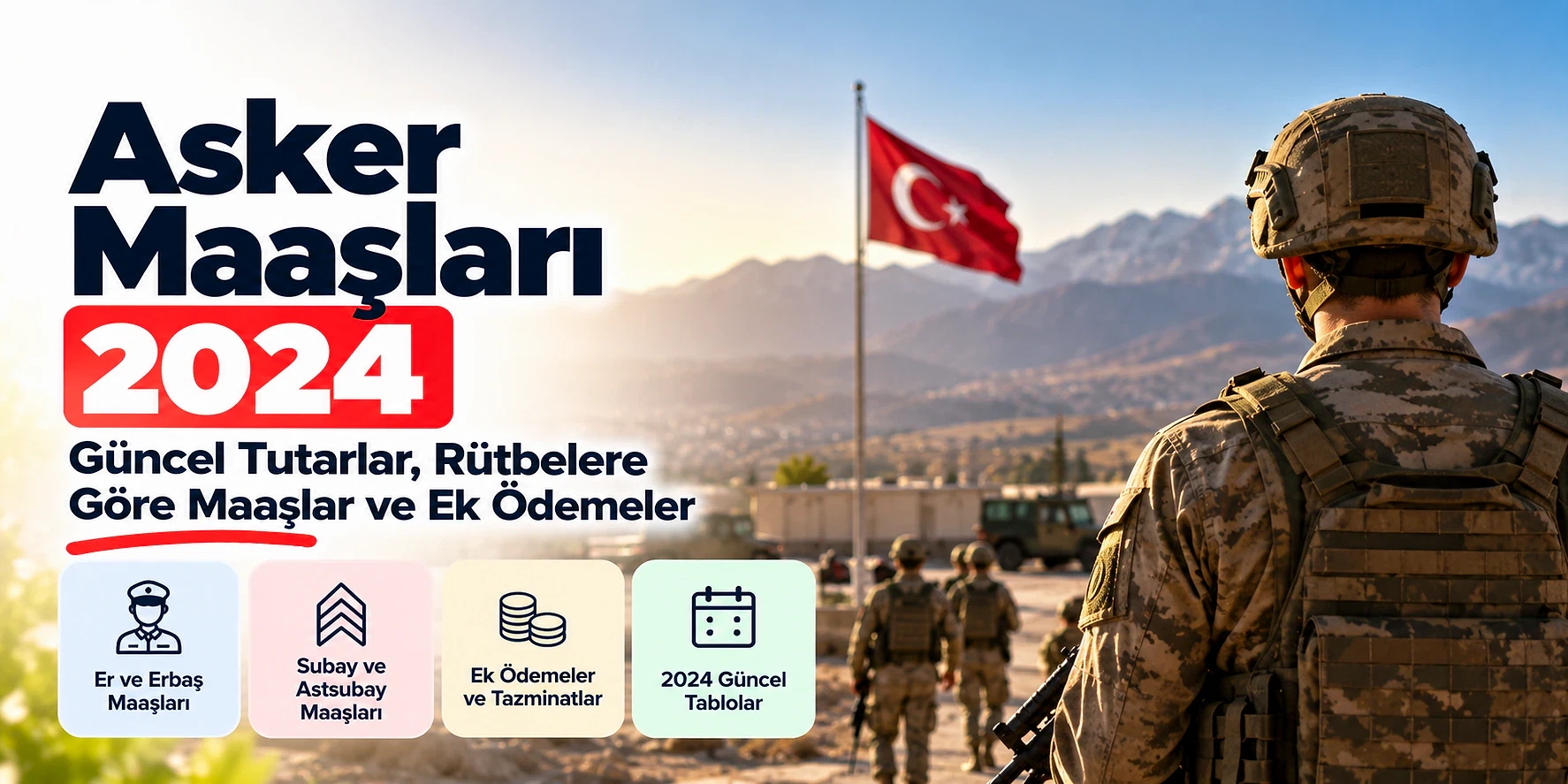2024 Asker Maaşları ve Ek Ödemeler Rehberi Asker maaşları ile ilgili güncel bilgiler, rütbelere göre maaşlar ve ek ödemeler.