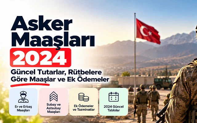 2024 Asker Maaşları ve Ek Ödemeler Rehberi Asker maaşları ile ilgili güncel bilgiler, rütbelere göre maaşlar ve ek ödemeler.