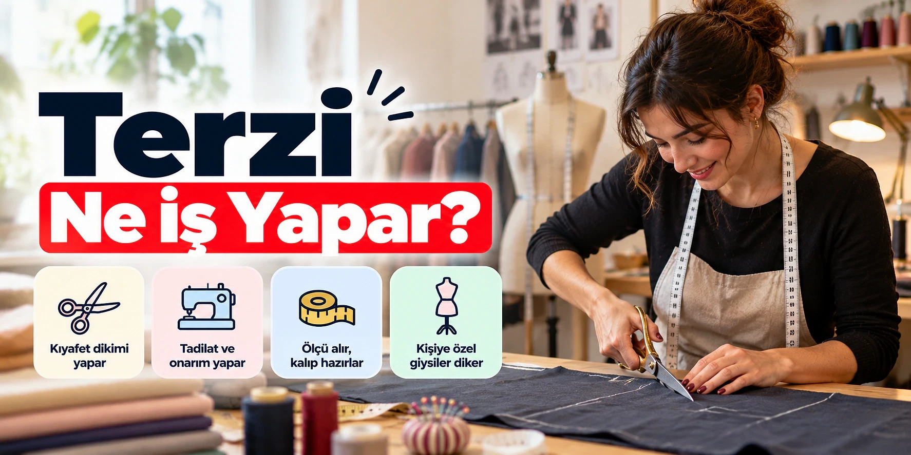 Terzi maaşları ve görevleri hakkında bilgi Terzi, kumaş kesimi ve dikiş yaparak kişiye özel giysiler hazırlar.