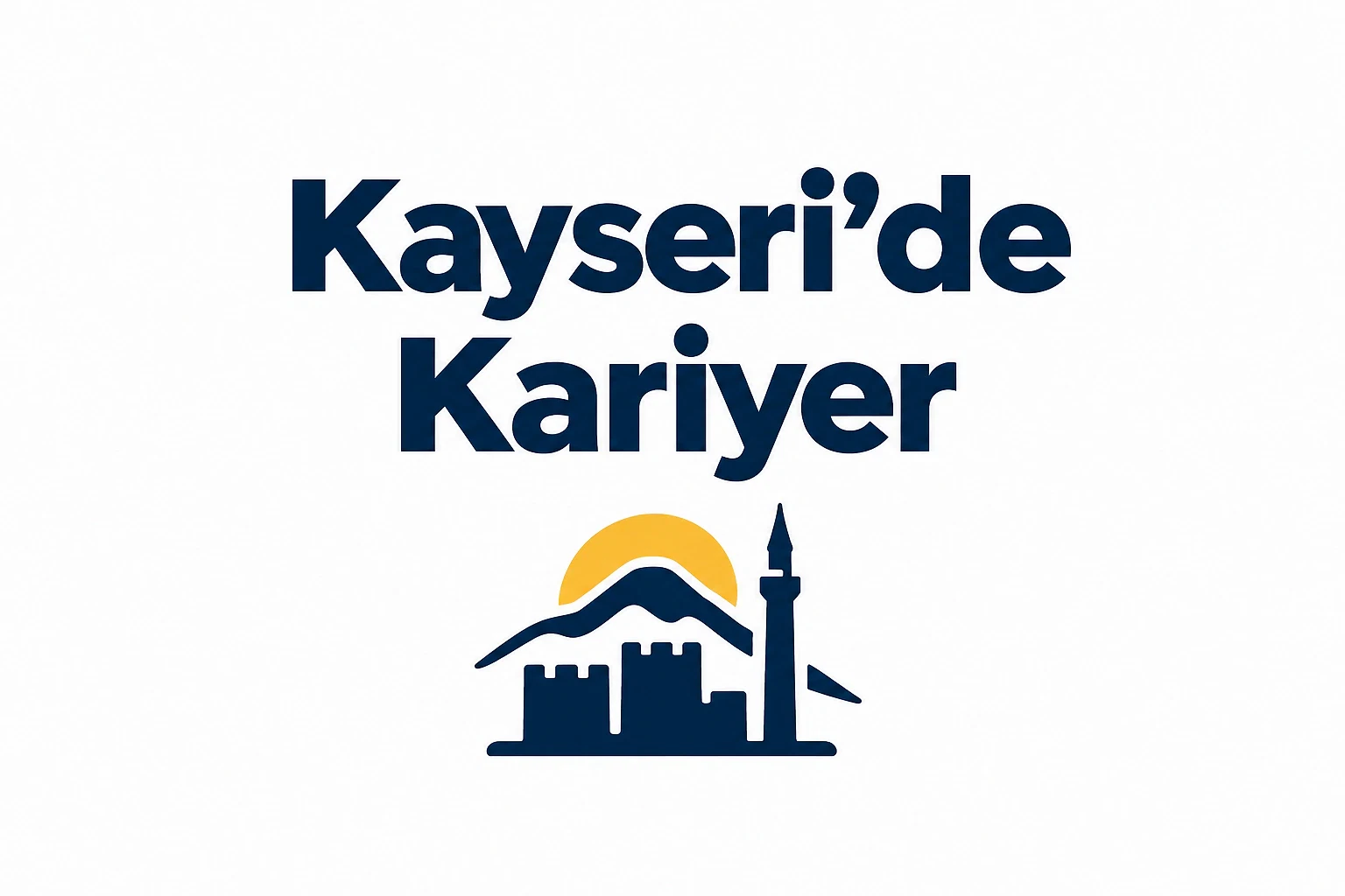 Kayseri'de kariyer fırsatları ve iş ilanları Kayseri'de kariyer fırsatlarını simgeleyen dağ, güneş ve tarihi yapıların yer aldığı grafik tasarım.