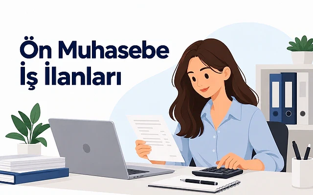 2026 ön muhasebe iş ilanları ve başvuru rehberi Ön muhasebe iş ilanları için bilgi arayan bir kadın, bilgisayar ve belgelerle çalışıyor.