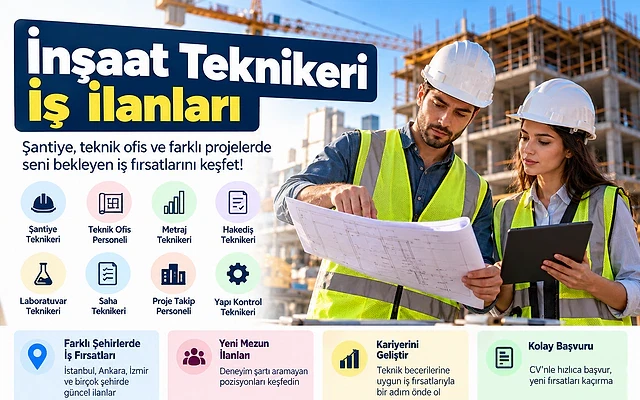 İnşaat teknikeri iş ilanları ve başvuru rehberi İnşaat teknikeri iş ilanları için güncel fırsatları keşfeden iki profesyonel, inşaat alanında çalışıyor.