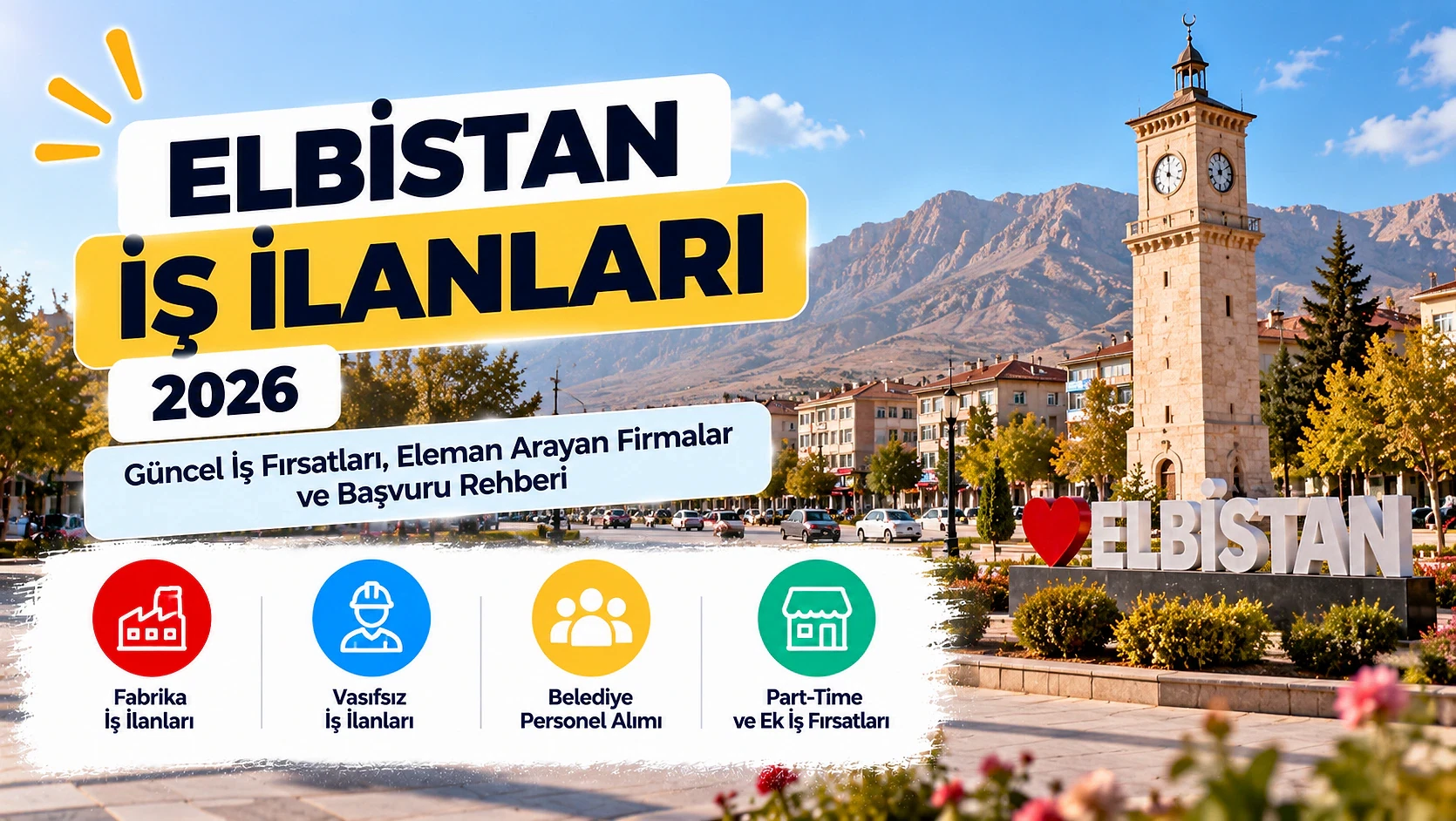 Elbistan 2026 İş İlanları ve Başvuru Rehberi Elbistan'da iş ilanları ve güncel iş fırsatlarını tanıtan kapak görseli.