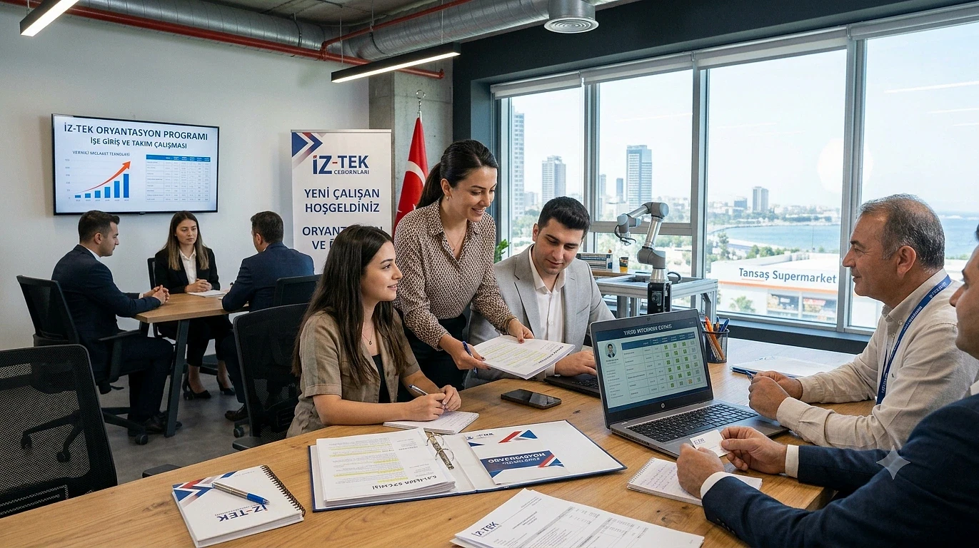 Yeni personelin oryantasyonu için etkili yöntemler Ofis ortamında yeni personel için oryantasyon gerçekleştiriliyor, katılımcılar belgeler üzerinde çalışıyor.