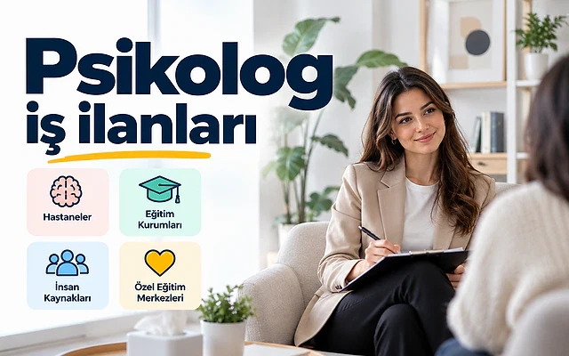 Psikolog iş ilanları ve maaşlar hakkında bilgi Psikolog iş ilanları hakkında güncel bilgiler ve başvuru şartları sunan bir rehber görseli.