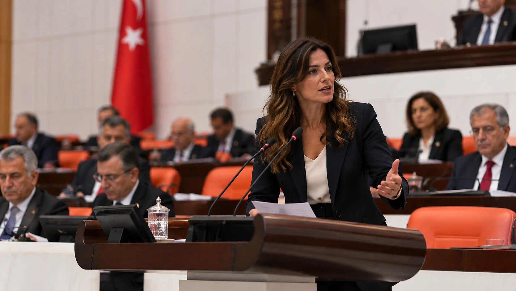 2026 milletvekili maaşları hakkında güncel bilgiler Türkiye Büyük Millet Meclisi'nde bir milletvekili konuşma yapıyor, arka planda diğer vekiller dikkatle dinliyor.
