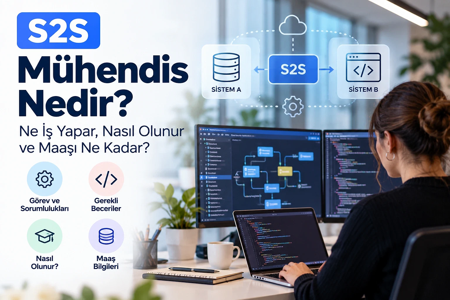 S2S Mühendisi hakkında detaylı rehber S2S mühendisinin görevleri, becerileri ve maaş bilgilerini içeren bir blog kapak görseli.